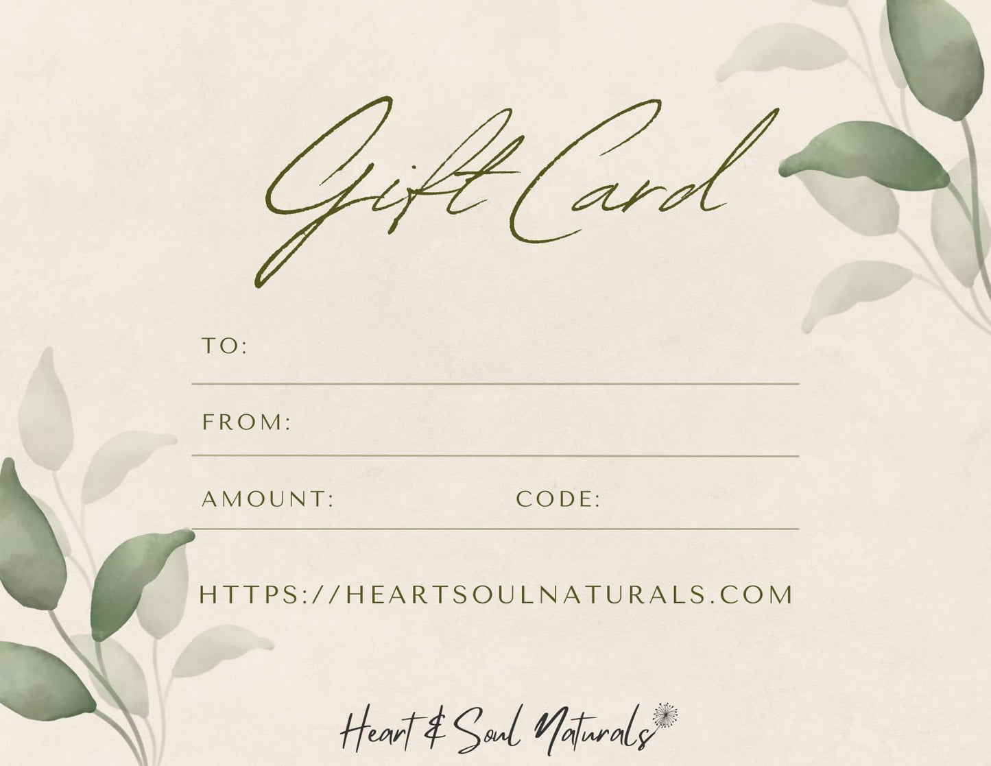 Heart & Soul Naturals Gift Card